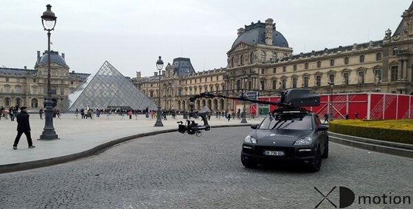 Tournage devant le Louvre avec le RAM