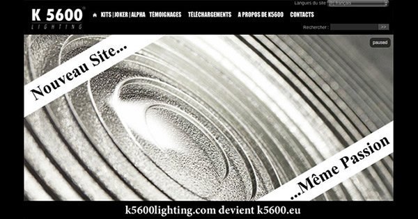 Changements dans le site Internet de K 5600 Lighting