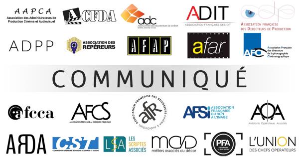 Communiqué des associations professionnelles du cinéma et de l'audiovisuel