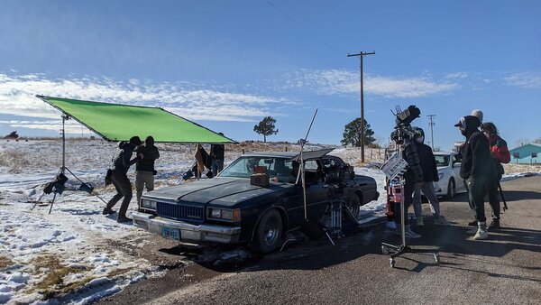 Sur le tournage de "War Pony", tourné par le directeur de la photographie David Gallego.