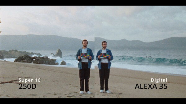 Captures de tests comparatifs Alexa 35 et Super 16 avec le travail du look et de la texture réalisé avec l'étalonneur du film Arthur Paux
