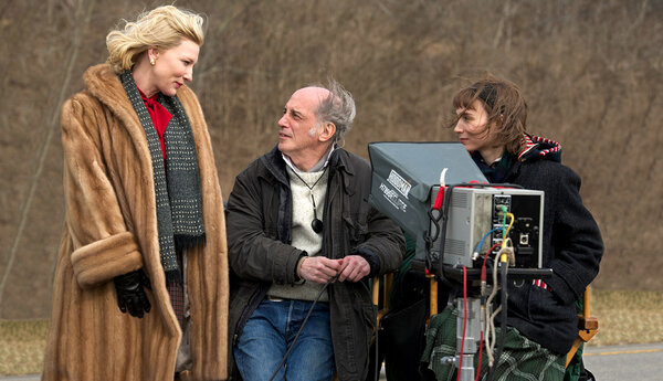 Cate Blanchett, Ed Lachman et Rooney Mar sur le tournage de "Carol", en 2015
