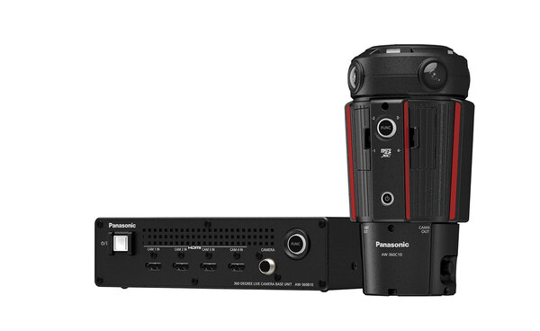 Caméra Panasonic 360 degrés - Tête de caméra, à droite, et unité de base, à gauche