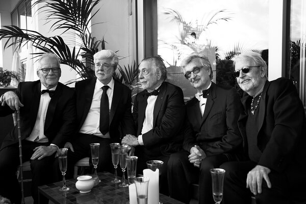 Thierry Frémaux, George Lucas, Francis Ford Coppola, Wim Wenders et le monteur de Francis Ford Coppola et George Lucas