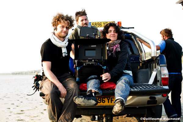 De g. à d. : Samuel Lahu, Marco Beaurepaire et Nathalie Durand sur le tournage de "L'Etoile du jour" - Photo Guillaume Bounaud