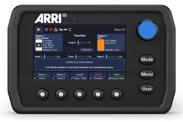 Le mode Cue du LiOS2 d'Arri permet un contrôle précis de l'éclairage sur place