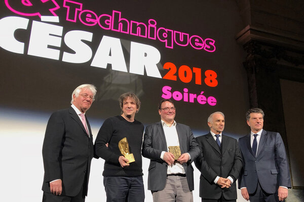 Soirée de remise des César & Techniques 2018 - De g. à d. : Didier Diaz, Gilles Gaillard, Octave Bory-Bert, Alain Terzian et Patrick Bézier