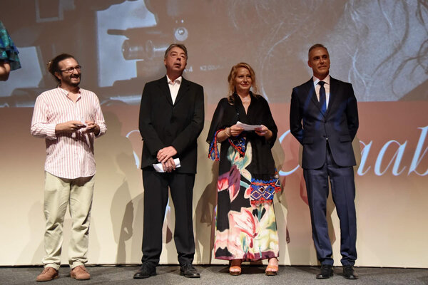 Les membres du jury présents - De g. à d. : Samir Ljuma, Jean-Marie Dreujou, Maja Bogojević et Carlos R. Diazmunoz - Photo Festival Manaki Brothers