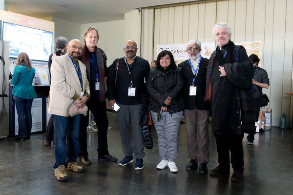 De g. à d. : Govind Nihalani, Marc Koninkcx, Ravi K Chandran, Savita Singh, Sunny Joseph, Richard Andry - Photo Romain Mathieu