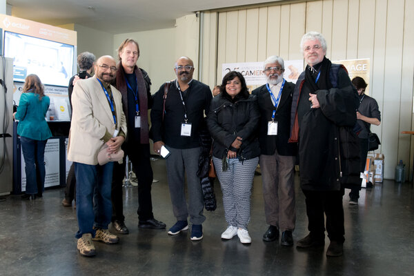 From L. to R.: Govind Nihalani, Marc Koninkcx, Ravi K Chandran, Savita Singh, Sunny Joseph, Richard Andry - Photo Romain Mathieu