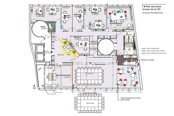Plan des nouveaux locaux de la CST - En p. 19 de <i>La Lettre de la CST</i> n° 175 © Arcus Architecture