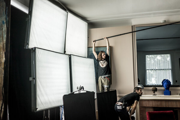 Tournage avec quatre projecteurs Softlights Juliette - Photo Laurent Guérin