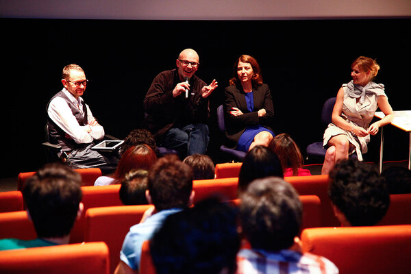 Lors de la Master Class à la Ngee Ann Polytechnic - De g. a d., Dominique Rouchon, Antoine Roch, Anne Fassio et Fleur-Lise Heuet - Photo DR