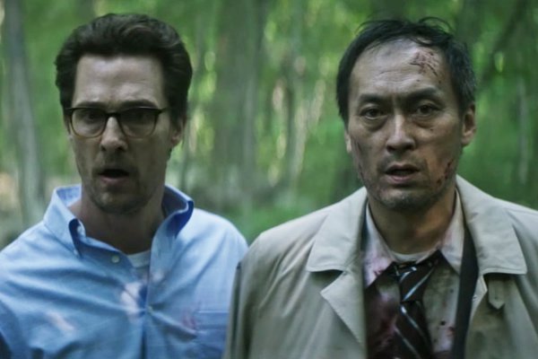 Matthew McConaughey and Ken Watanabe in "The Sea of Trees" directed by Gus Van Sant