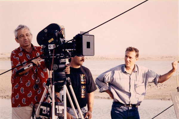 Willy Kurant et Gilles Henry sur le tournage d’un film publicitaire pour Téléma, dans le Sud de la France, en 1989