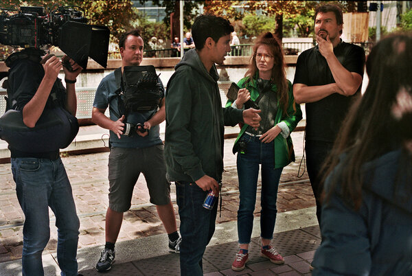 De g à d : Olivier Boonjing, Aurélien Dehin (1<sup class="typo_exposants">er</sup> AO), Adam Bessa, Julie Dupeux Harle (scripte), Jonathan Millet - Photo Kris Dewitte