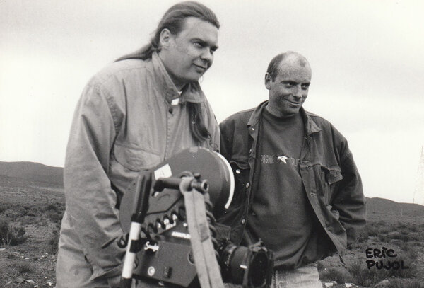 Jean-Paul Seaulieu, à gauche, et Eric Pujol sur le tournage de "Airstream", en 1993 - Photo Eric Dumage