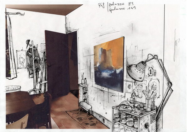 Croquis de Benjamin Martinez, chef décorateur du film - la maison de Miralès