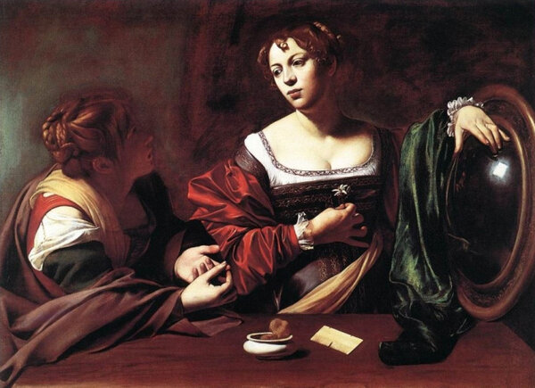 Michelangelo Merisi da Caravaggio, "Marthe et Marie-Madeleine ou la Conversion de Marie-Madeleine", Rome 1598 - Conservé à l'Institute of Arts de Detroit (Etats-Unis)