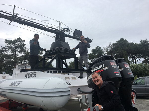 Bateau semi-rigide et notre Russian Arm au Cap Ferret