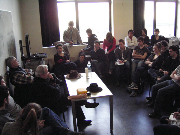 Conférence Image en 2010, les responsables du département - A gauche de la table, Pierre-William Glenn, adossé, et Jean-Jacques Bouhon - Photo Jean-Noël Ferragut