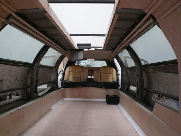 The inside of the limousine