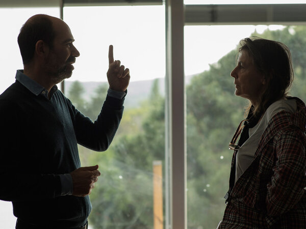 Jaime Rosales et Hélène Louvart sur le tournage de "Petra" - Photo Quim Vives