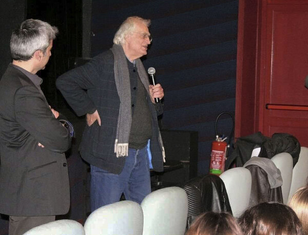 Jean-Jacques Manzanera et Bertrand Tavernier, au cinéma Max Linder, à Ribérac, en 2016