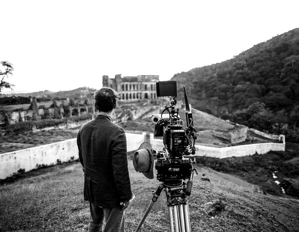 Bertrand Bonello in front of Palais Sans-Souci, in Milot, Haïti - Photo by Sylvain Zambelli