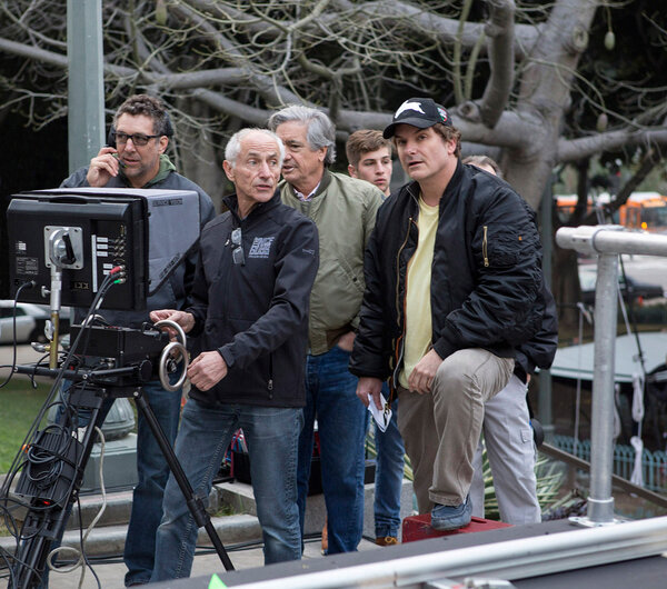 De g. à d. Tom Marvel, opérateur, Philippe Rousselot, Nilo, assistant mise en scène, et Shane Black - Photo Daniel McFadden
