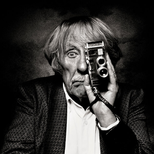 Jean Rochefort, behind a 1960s Paillard Bolex 8mm - Photo by Jean-Marc Lubrano