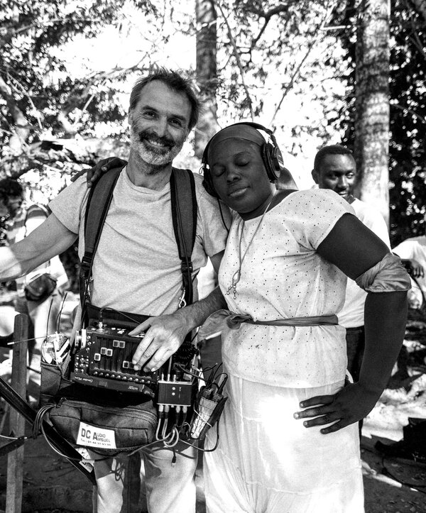 Nicolas Cantin, sound recorder, and an extra - Photo by Sylvain Zambelli