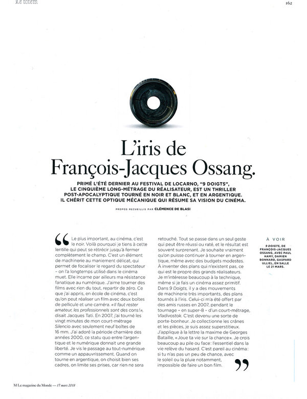 Page "Le totem" consacrée à l'iris de F.-J. Ossang