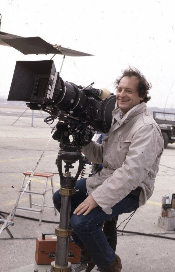 Dominique Brabant sur le tournage de "La Course à la bombe", en 1986