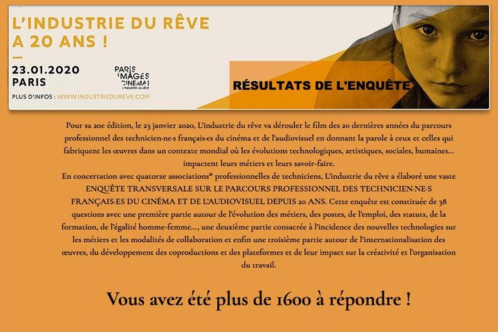 Résultats de la grande enquête de L'industrie du rêve