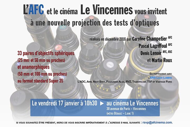 Nouvelle projection des tests d'optiques réalisés par l'AFC