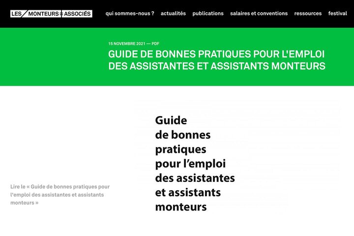 "Guide de bonnes pratiques pour l'emploi des assistantes et assistants monteurs" Une parution de LMA