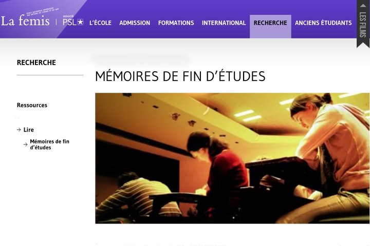 Mémoires de fin d'études du département Image de La Fémis