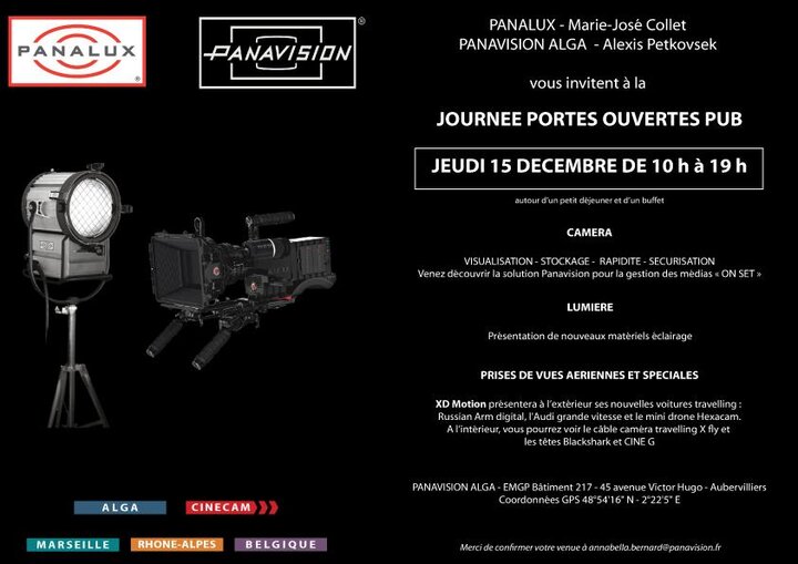 Journée Portes ouvertes "Pub" pour Panavision Alga et Panalux Jeudi 15 décembre 2011